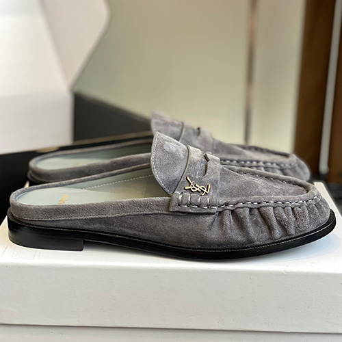 [홍콩명품.YSL] 입생로랑 25SS 로고 여성 레더 가죽 뮬 슬리퍼 (그레이), SE5549, GHS, 명품스니커즈,운동화,구두,로퍼,하이탑,신발