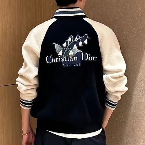 [홍콩명품,Christian Dior] 디올 25SS 로고 자수 니트 집업 자켓 (네이비), BM22681, 레플리카의류,미러급사이트