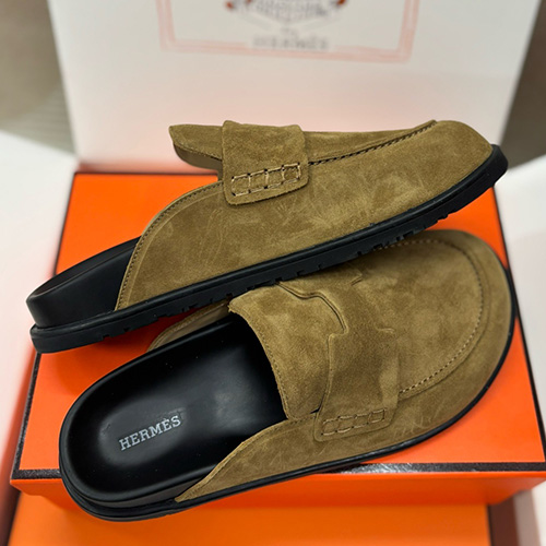 [홍콩명품.Hermes] 에르메스 25SS 로고 남여 레더 가죽 뮬 슬리퍼 (브라운), SE5627, 명품스니커즈,운동화,구두,로퍼,하이탑,신발