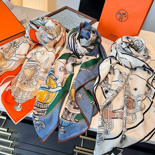 [홍콩명품.Hermes] 에르메스 25SS 로고 패턴 135-135 실크 캐시미어 스카프 머플러 (3컬러), ET3139, 홍콩명품의류,구매대행,온라인명품