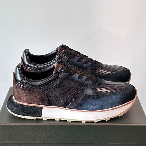 [홍콩명품.BERLUTI] 벨루티 25SS 로고 레더 가죽 스니커즈 운동화 (브라운-블루), SE5659, S3, 명품스니커즈,운동화,구두,로퍼,하이탑,신발