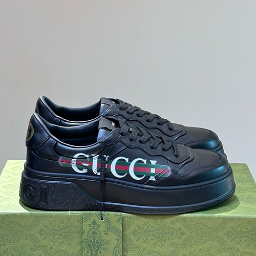 [홍콩명품.Gucci] 구찌 25SS 로고 남여 레더 가죽 스니커즈 운동화 (블랙), SE5679, S3, 명품스니커즈,운동화,구두,로퍼,하이탑,신발