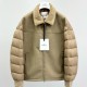 [홍콩명품.MONCLER] 몽클레어 25SS 로고 시어링 레더 가죽 레이어드 다운 패딩 자켓 (카라멜), BM22753, HH, 레플리카의류,미러급사이트