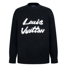 [가격문의][홍콩명품.LOUIS VUITTON] 루이비통 25SS 로고 캐시미어 니트 스웨터 (블랙), BM22762, S1F, 레플리카의류,미러급사이트