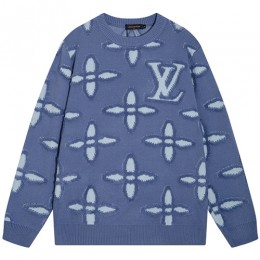 [가격문의][홍콩명품.LOUIS VUITTON] 루이비통 25SS 로고 모노그램 캐시미어 니트 스웨터 (블루), BM22766, S1F, 레플리카의류,미러급사이트