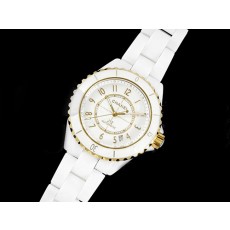 [홍콩명품.CHANEL] 샤넬 J13 38mm 화이트 세라믹 옐로우골드 베젤 화이트 다이얼