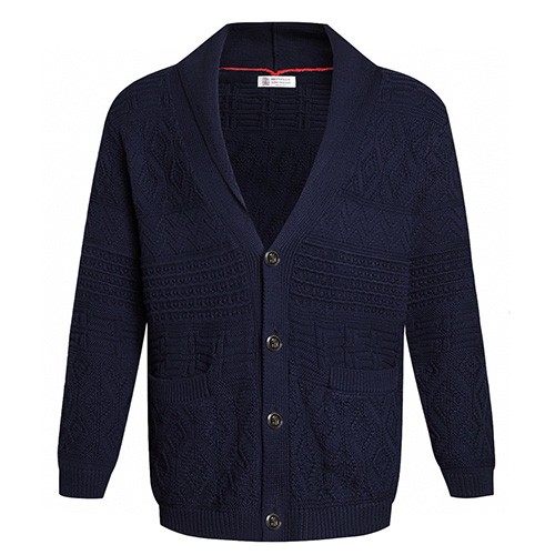 [홍콩명품.Brunello Cucinelli ] 브루넬로 쿠치넬리 25SS 로고 V넥 니트 가디건 (네이비), BM22786, JL, 레플리카의류,미러급사이트