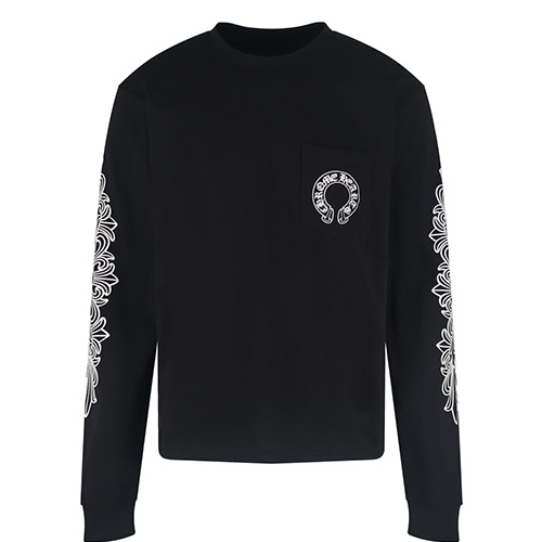 [홍콩명품.Chrome Hearts] 크롬하츠 25SS 로고 프린트 긴팔 티셔츠 (블랙), BM22789, JL, 레플리카의류,미러급사이트
