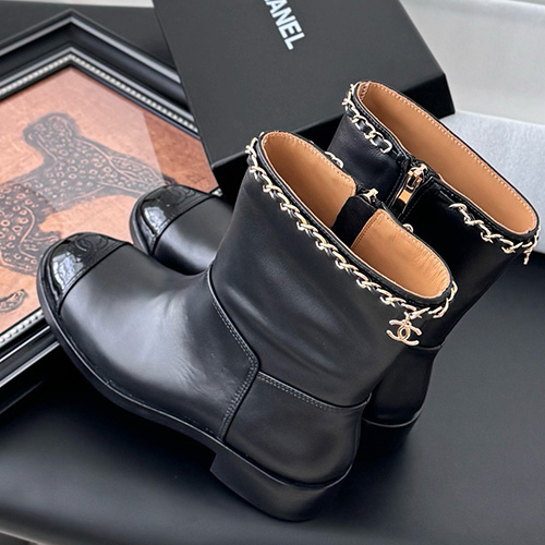 [홍콩명품.CHANEL] 샤넬 25SS 로고 여성 레더 가죽 구두 부츠 (블랙), SE5756, GHS, 명품스니커즈,운동화,구두,로퍼,하이탑,신발