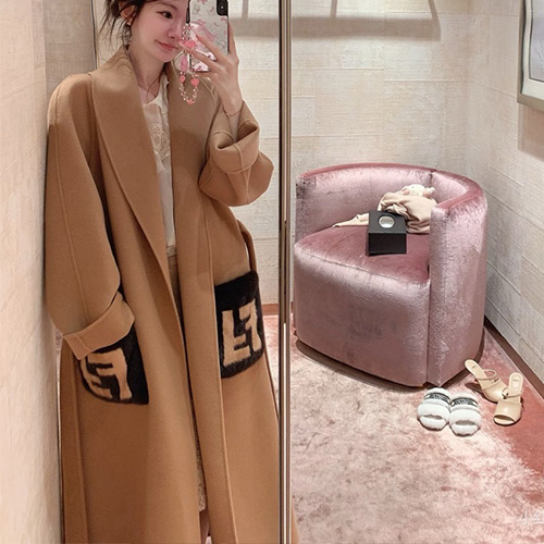 [홍콩명품,FENDI] 펜디 25SS 로고 여성 FF포켓 캐시미어 코트 자켓 (2컬러), BM22846, TOM, 레플리카의류,미러급사이트