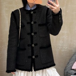 [홍콩명품.CHANEL] 샤넬 25SS 로고 여성 라운드넥 트위드 자켓 (블랙), BM22896, PG, 레플리카의류,미러급사이트