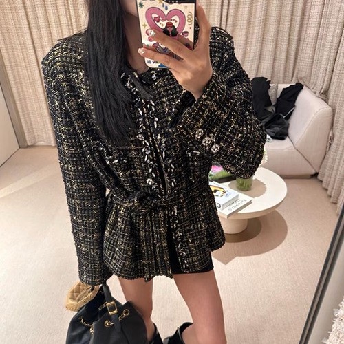 [홍콩명품.CHANEL] 샤넬 25SS 로고 여성 트위드 자켓 (블랙), BM22899, PG, 레플리카의류,미러급사이트
