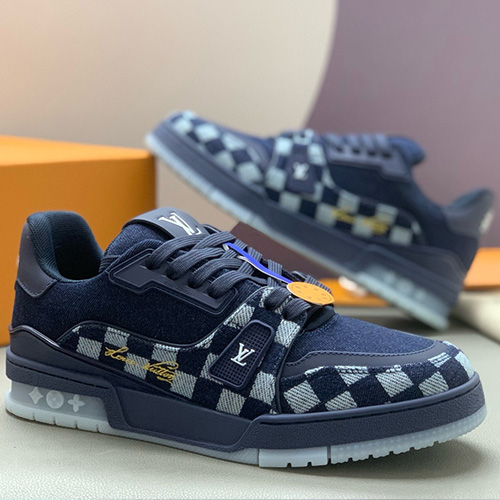 [홍콩명품.LOUIS VUITTON] 루이비통 25SS 로고 남여 다미에 데님 트레이너 스니커즈 운동화 (네이비), SE5769, PMD, 명품스니커즈,운동화,구두,로퍼,하이탑,신발
