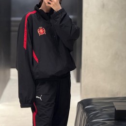 [홍콩명품.BALENCIAGA] 발렌시아가 25SS 로고 PUMA 콜라보 바람막이 자켓 + 조거 팬츠 바지 상하의 세트 (블랙), BM22926, KB, 레플리카의류,미러급사이트