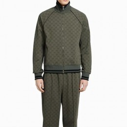 [홍콩명품.Gucci] 구찌 25SS 로고 GG수프림 트레이닝 집업 자켓 + 조거 팬츠 바지 상하의 세트 (카키), BM22932, KB, 레플리카의류,미러급사이트