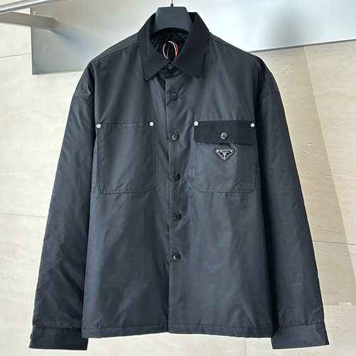 [홍콩명품,PRADA] 프라다 25SS 삼각로고 나일론 솜패딩 셔츠 자켓 (블랙), BM22954, KB, 레플리카의류,미러급사이트
