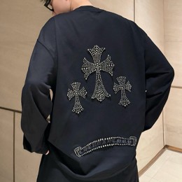 [홍콩명품.Chrome Hearts] 크롬하츠 25SS 로고 크로스 장식 긴팔 티셔츠 (2컬러), BM22998, KK, 레플리카의류,미러급사이트