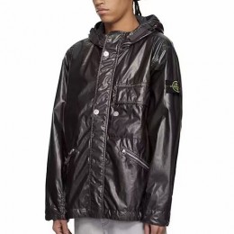 [홍콩명품.Stone Island] 스톤아일랜드 25SS 로고 Mussola Gommata 후드 솜자켓 (블랙), BM23018, X2, 레플리카의류,미러급사이트