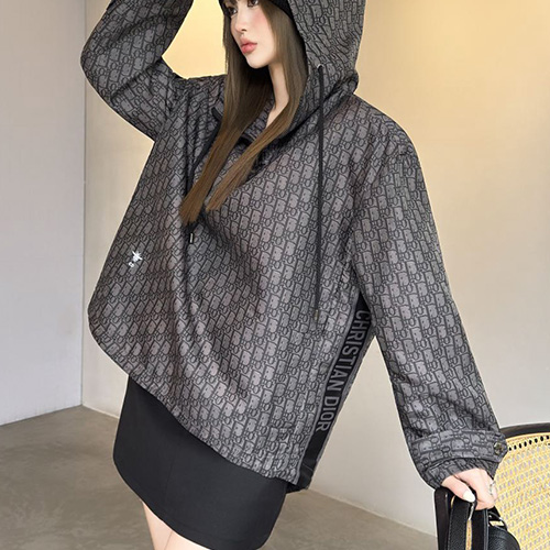 [홍콩명품,Christian Dior] 디올 25SS 로고 여성 오블리크 후드 아노락 자켓 (블랙), BM23071, MC, 레플리카의류,미러급사이트