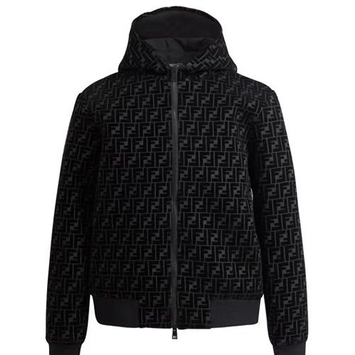 [홍콩명품,FENDI] 펜디 25SS 로고 FF패턴 후드 집업 자켓 (블랙), BM23116, JL, 레플리카의류,미러급사이트