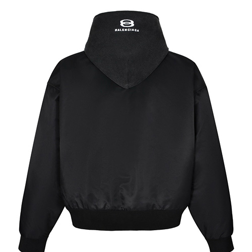 [홍콩명품.BALENCIAGA] 발렌시아가 25SS 로고 나일론 후드 집업 자켓 (블랙), BM23128, JL, 레플리카의류,미러급사이트