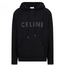 [홍콩명품.CELINE] 셀린느 25SS 로고 니트 후드 티셔츠 (블랙), BM23154, JL, 레플리카의류,미러급사이트
