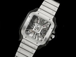 [홍콩명품시계.CARTIER] 까르띠에 산토스 드에 까르띠에 블랙 스켈레톤 다이얼