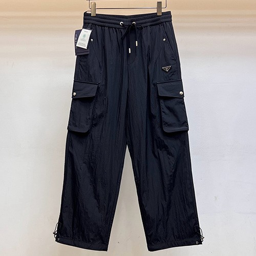 [홍콩명품,PRADA] 프라다 25SS 삼각로고 오버핏 나일론 팬츠 바지 (블랙), BM23196, KSM, 레플리카의류,미러급사이트