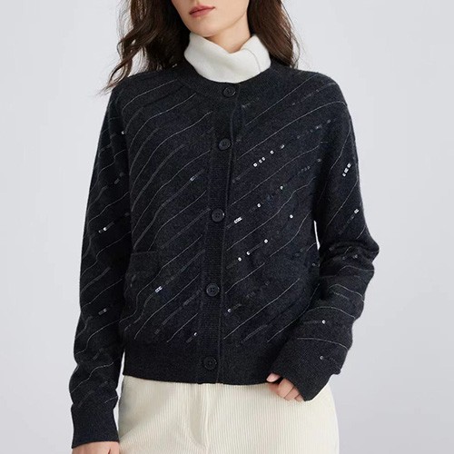 [홍콩명품.Brunello Cucinelli ] 브루넬로 쿠치넬리 25SS 로고 여성 라운드넥 니트 가디건 (2컬러), BM23221, KSM, 레플리카의류,미러급사이트