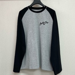 [홍콩명품,Christian Dior] 디올 25SS 로고 자수 여성 긴팔 티셔츠 (그레이-블랙), BM23254, TBG, 레플리카의류,미러급사이트