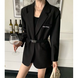 [홍콩명품,MIU MIU] 미우미우 25SS 로고 자수 여성 벨티드 코트 자켓 (블랙), BM23271, PG, 레플리카의류,미러급사이트