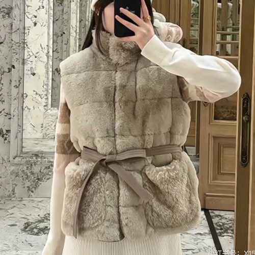 [홍콩명품.MONCLER] 몽클레어 25SS 로고 여성 퍼 구스다운 패딩 조끼 베스트 (베이지), BM23289, MC, 레플리카의류,미러급사이트