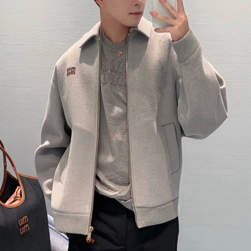 [홍콩명품,MIU MIU] 미우미우 25SS 로고 카라 집업 봄버 자켓 (2컬러), BM23305, YS, 레플리카의류,미러급사이트