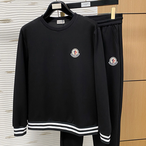[홍콩명품.MONCLER] 몽클레어 25SS 로고 자수 맨투맨 티셔츠 + 조거 팬츠 바지 상하의 세트 (블랙), BM23382, G5, 레플리카의류,미러급사이트