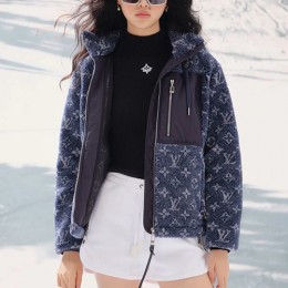 [홍콩명품.LOUIS VUITTON] 루이비통 25SS 로고 여성 모노그램 플리스 후드 바람막이 자켓 1AIQQY (네이비), BM23464, MC, 레플리카의류,미러급사이트