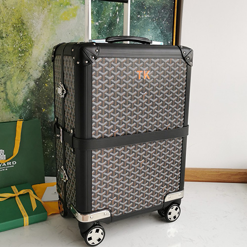 [홍콩명품,GOYARD] 고야드 25SS 로고 레더 가죽 캐리어 (블랙), CR158, NNT, 명품레플리카, 캐리어, 여행가방 투어