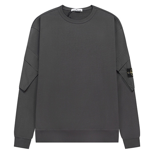 [홍콩명품.Stone Island] 스톤아일랜드 25SS 로고 탈부착 맨투맨 티셔츠 + 조거 팬츠 바지 상하의 세트 (다크그레이), BM23489, ST1, 레플리카의류,미러급사이트