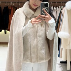 [홍콩명품.Loro Piana] 로로피아나 25SS 로고 여성 캐시미어 탈부착 2PCS 퍼 카라 코트 자켓 (아이보리), BM23601, TOM, 레플리카의류,미러급사이트