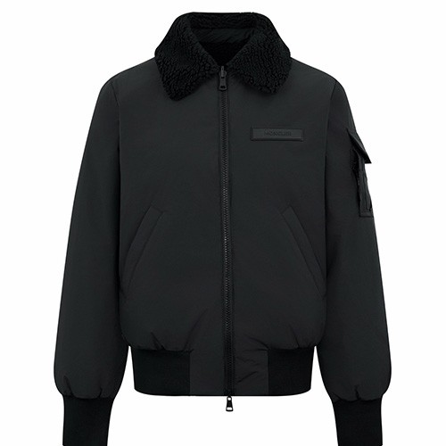 [홍콩명품.MONCLER] 몽클레어 25SS 로고 시어링 리버서블 다운 패딩 봄버 자켓 (블랙), BM23612, JL, 레플리카의류,미러급사이트
