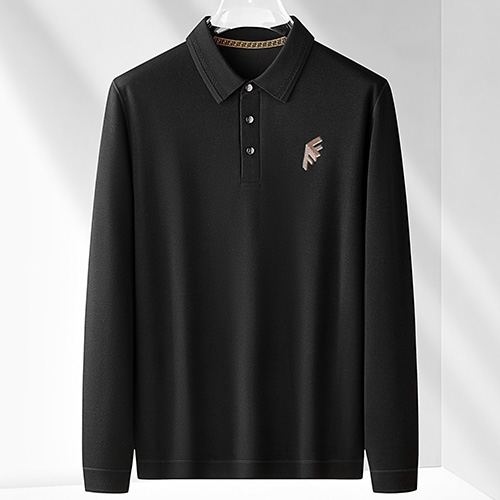 [홍콩명품,FENDI] 펜디 25SS 로고 자수 캐시미어 카라 폴로 긴팔 티셔츠 (4컬러), BM23616, HH, 레플리카의류,미러급사이트