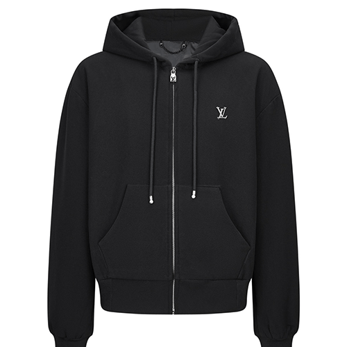 [홍콩명품.LOUIS VUITTON] 루이비통 25SS 로고 브로치 후드 집업 자켓 + 조거 팬츠 바지 상하의 세트 (블랙), BM23857, KB, 레플리카의류,미러급사이트