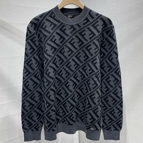 [홍콩명품,FENDI] 펜디 25SS 로고 FF패턴 니트 스웨터 (다크그레이), BM23871, JL, 레플리카의류,미러급사이트