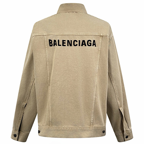 [홍콩명품.BALENCIAGA] 발렌시아가 25SS 로고 자수 데님 카라 자켓 (베이지), BM23945, JL, 레플리카의류,미러급사이트