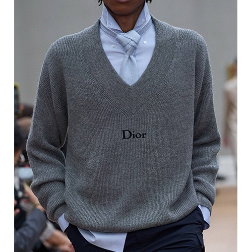 [홍콩명품,Christian Dior] 디올 25SS 로고 V넥 니트 스웨터 (그레이), BM23965, G5, 레플리카의류,미러급사이트