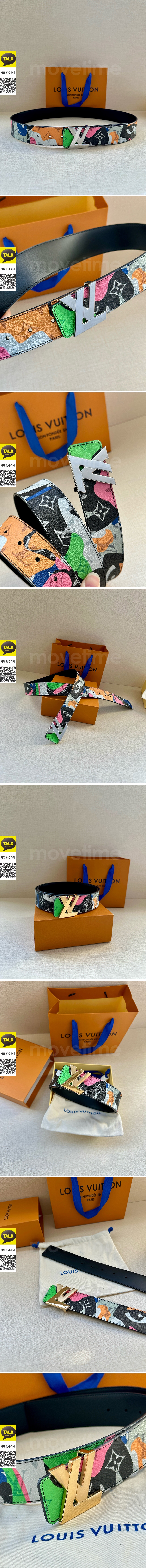 [홍콩명품.LOUIS VUITTON] 루이비통 25SS 로고 LV Portrait 모노그램 레더 가죽 리버서블 벨트 (컬러플-2버클), 4.0cm, BT1504, 명품레플리카,인터넷쇼핑몰,남자명품,해외직구