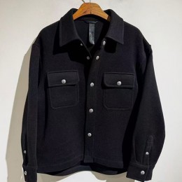 [가격문의][홍콩명품.Chrome Hearts] 크롬하츠 25SS 로고 버튼 캐시미어 카라 자켓 (블랙), BM23983, X2, 레플리카의류,미러급사이트