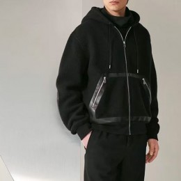 [가격문의][홍콩명품.Hermes] 에르메스 25SS 로고 기모 후드 집업 자켓 + 조거 팬츠 바지 상하의 세트 (블랙), BM23984, X2, 레플리카의류,미러급사이트