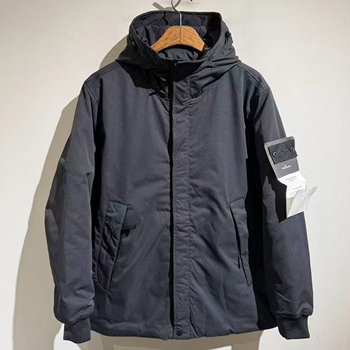 [가격문의][홍콩명품.Stone Island] 스톤아일랜드 25SS 로고 탈부착 후드 솜패딩 파카 자켓 (블랙), BM23988, X2, 레플리카의류,미러급사이트