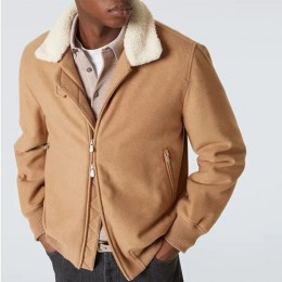 [가격문의][홍콩명품.Brunello Cucinelli ] 브루넬로 쿠치넬리 25SS 로고 시어링 캐시미어 봄버 자켓 (카라멜), BM24010, PG, 레플리카의류,미러급사이트