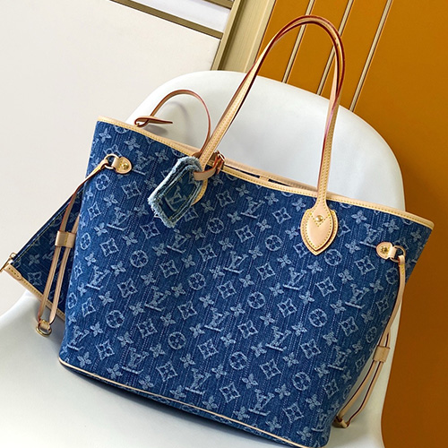 [홍콩명품.LOUIS VUITTON] 루이비통 25SS 로고 모노그램 Neverfull 핸드백 쇼핑백 M13192 (데님), BGM5437, GU2, 홍콩명품가방,명품쇼핑몰,크로스백,핸드백,구매대행